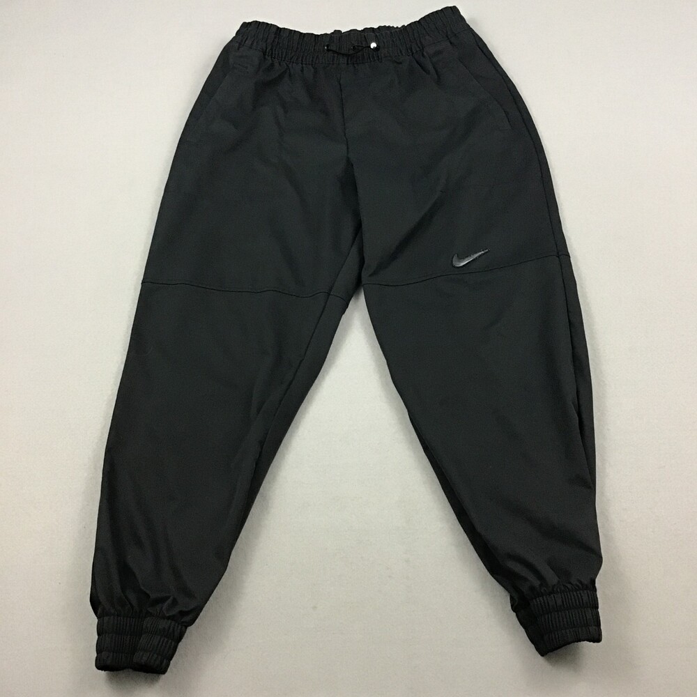 Nike Pants Women Large Black Solid Woven Jogger Track Elastic Pockets Dri Fit L